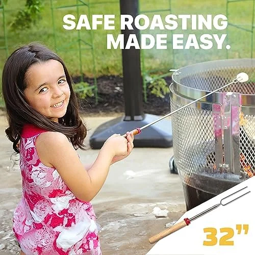 MalloMe Smores Sticks for Fire Pit Long - Marshmallow Roasting Sticks Smores Kit - Smore Skewers Hot Dog Fork Campfire Cooking Equipment, Camping