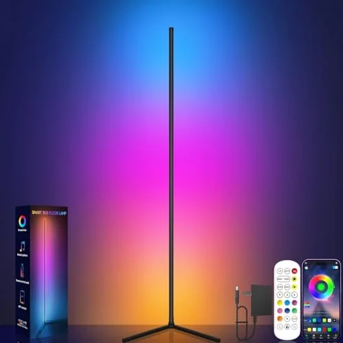 Tyute Corner Floor Lamp - RGB LED Corner Lamp with Music Sync, Smart App and Remote Control Color Changing Ambience Light, LED Lamp with 16 Million