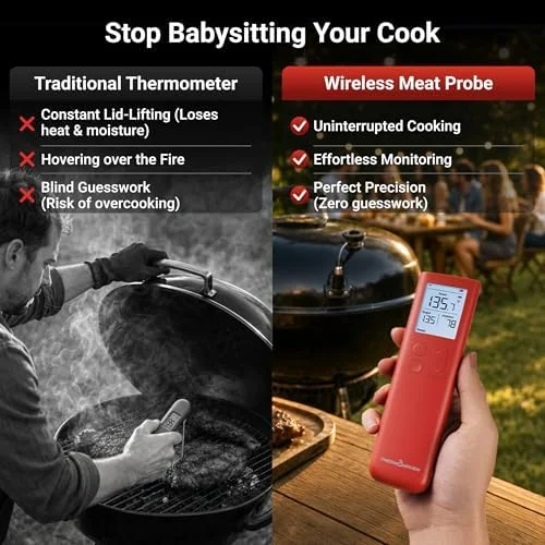 ThermoMaven Smart Bluetooth Wireless Meat Thermometer - 10X Enhanced Sub-1G Signal and Stability, Standalone Display Base, Certified Accuracy ±0.5°F