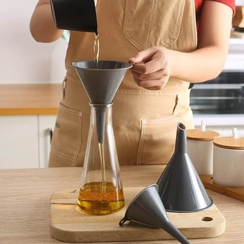 Plastic Kitchen Funnel Set of 3, Round Kitchen Funnels for Filling Bottles, Durable and Multifunctional Funnels for Filling Canning, Cooking, Lab or