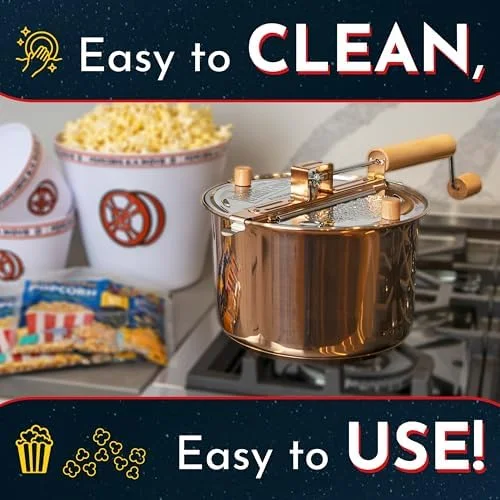 Original Whirley Pop Popcorn Machine – 3-Minute Stovetop Popcorn Maker for Home Movie Snacks & Game Night – Wabash Valley Farms – Aluminum Pot With