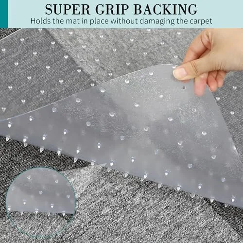 Office Chair Mat for Carpets, Clear Computer Desk Chair Mat for Low Carpeted Floors, Thick and Sturdy Carpet Protector, Easy Glide and Flat Without
