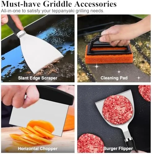 Grilliance 27pcs Griddle Accessories Kit for Blackstone, Professional Hibachi Flat Top Grill Tools, Enlarged Spatula Gift Set with Basting