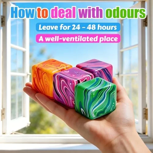 4 Pcs Stress Cube Squishies Fidget Toys, Ice Cube Shape Squeeze Toys, Slow Rise Stress Balls Sensory Toy for Kids Adults with Autism, Stress Relief