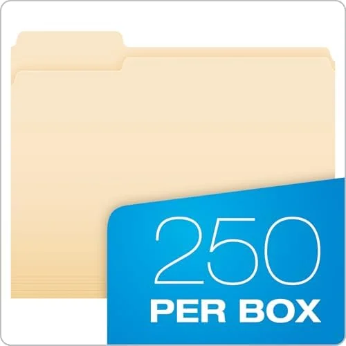 Pendaflex File Folders, 250 Bulk Pack, Durable Manila Folders, Letter Size (8.5" x 11"), 3 Tabs for Easy Labeling, Everyday Filing Essential for