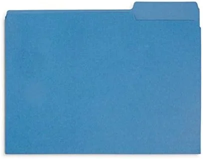 File Folder - 1/3 Cut Tab, Letter Size, Blue, Great for Organizing and Easy File Storage, 100 Per Box