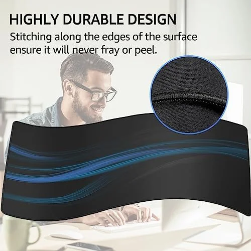 KTRIO Large Gaming Mouse Pad Desk Mat - Superior Micro-Weave Cloth for Precise Mouse Control, Non-Slip Rubber Base, Stitched Edges, Water-Resistant