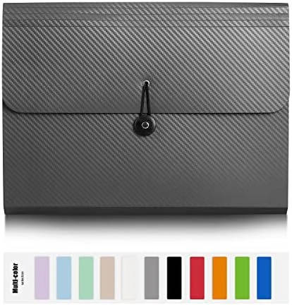 Nicfaec Expanding File Folder, File Organizer, 13 Pockets, Grey, File Organizer Accordion Filing Folder for Documents, Aesthetic Paper Organizer