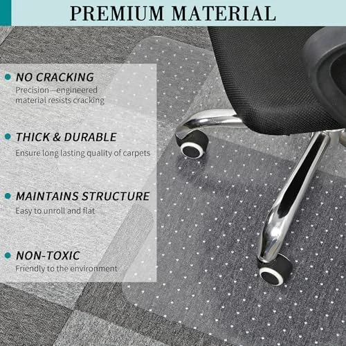 Office Chair Mat for Carpets, Clear Computer Desk Chair Mat for Low Carpeted Floors, Thick and Sturdy Carpet Protector, Easy Glide and Flat Without