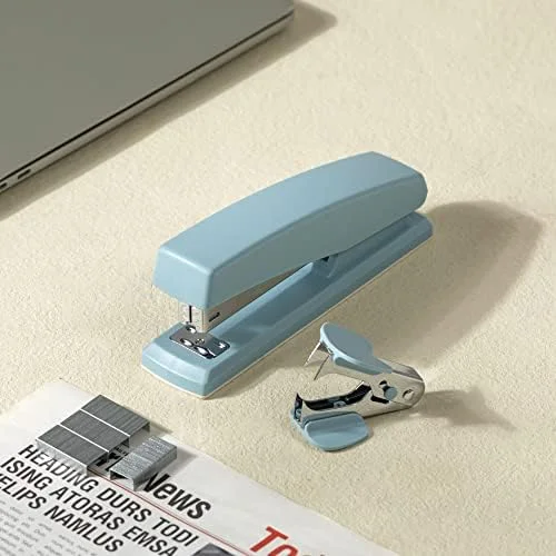 Deli Stapler, Desktop Staplers, 25 Sheet Capacity, Includes 1000 Staples and Staple Remover, Blue