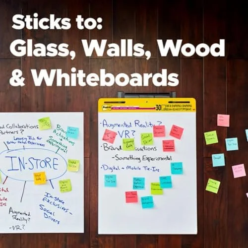 Post-it Super Sticky Easel Pad, 25 x 30 Inches, 30 Sheets Per Pad, 4 Pads, Large, White, Premium Self Stick Flip Chart Paper, Anchor Chart, Office