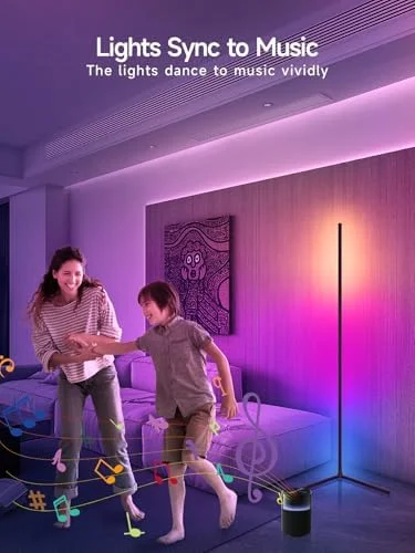 Tyute Corner Floor Lamp - RGB LED Corner Lamp with Music Sync, Smart App and Remote Control Color Changing Ambience Light, LED Lamp with 16 Million