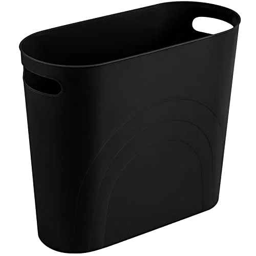 rejomiik Small Trash Can - 3.5 Gallon Slim Garbage Can Plastic Waste Basket with Handles Container Bin for Narrow Spaces Bathroom, Bedroom, Kitchen