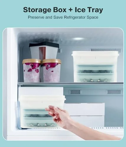 Ice Cube Tray with Lid and Bin – Round Ice Cube Trays for Freezer, BPA-Free Food-Grade Ice Mold, Stackable Ice Ball Maker, Iced Bucket Kits, Circle