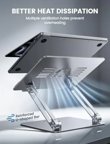 Lamicall Adjustable Laptop Stand, Portable Laptop Riser, Aluminum Laptop Stand for Desk Foldable, Ergonomic Computer Notebook Holder for MacBook Air