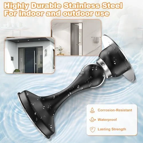 Crosize Magnetic Door Stoppers 2 Pack, Stainless Steel Door Stops, Wall-Mounted and Floor Mounting Metal Doorstops, Door Holder Keep Door Open, No