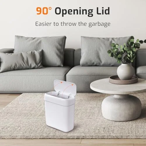 MOPALL Small Bathroom Trash Can with Lid, 2.6 Gallons, 10 L Slim Plastic Garbage Bin with Pop-Up Lid, Mini Waste Basket Can Dog Proof for Kitchen