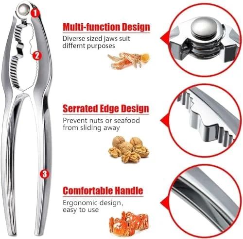 8 Pcs Lobster Crackers and Picks Set - Crab Leg Cracker Tools, Stainless Steel Seafood Crackers & Forks Nut Cracker Set for Eating Stake Support