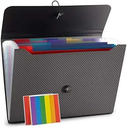 Nicfaec Expanding File Folder, File Organizer, 13 Pockets, Grey, File Organizer Accordion Filing Folder for Documents, Aesthetic Paper Organizer