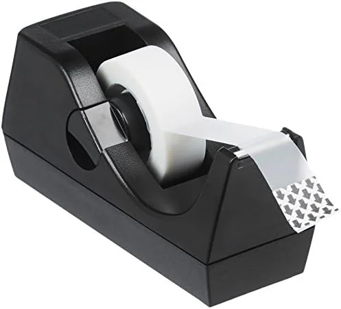 Amazon Basics Weighted Desktop Tape Dispenser with Non-Skid Base, Desk Accessory, 3-Pack