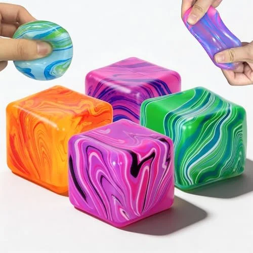 4 Pcs Stress Cube Squishies Fidget Toys, Ice Cube Shape Squeeze Toys, Slow Rise Stress Balls Sensory Toy for Kids Adults with Autism, Stress Relief
