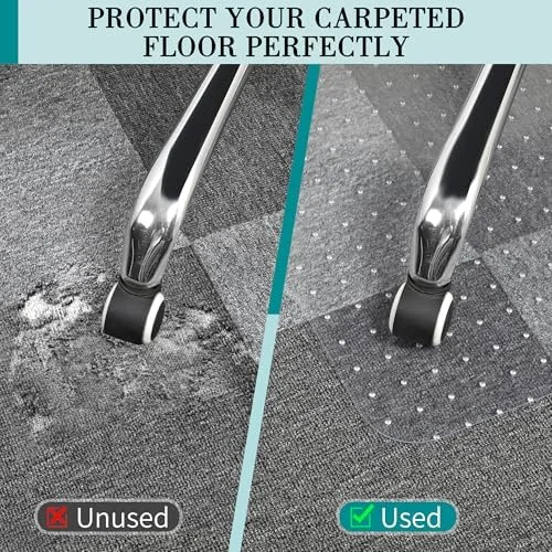 Office Chair Mat for Carpets, Clear Computer Desk Chair Mat for Low Carpeted Floors, Thick and Sturdy Carpet Protector, Easy Glide and Flat Without