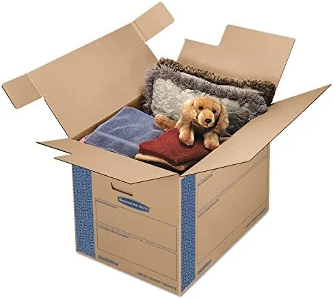 Bankers Box Large Prime Moving Box 6 Pack - Reinforced Handles, Tape-Free Assembly, Attached Lid, 18-in x 18-in x 24-in (0062904)