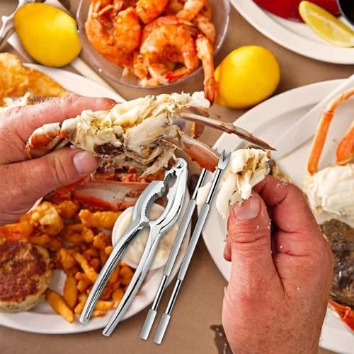 8 Pcs Lobster Crackers and Picks Set - Crab Leg Cracker Tools, Stainless Steel Seafood Crackers & Forks Nut Cracker Set for Eating Stake Support