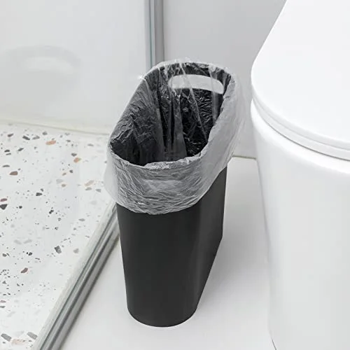 rejomiik Small Trash Can - 3.5 Gallon Slim Garbage Can Plastic Waste Basket with Handles Container Bin for Narrow Spaces Bathroom, Bedroom, Kitchen
