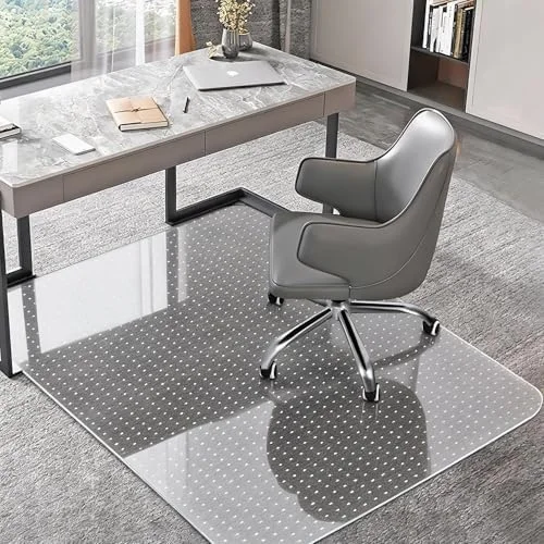 Office Chair Mat for Carpets, Clear Computer Desk Chair Mat for Low Carpeted Floors, Thick and Sturdy Carpet Protector, Easy Glide and Flat Without