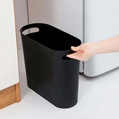 rejomiik Small Trash Can - 3.5 Gallon Slim Garbage Can Plastic Waste Basket with Handles Container Bin for Narrow Spaces Bathroom, Bedroom, Kitchen