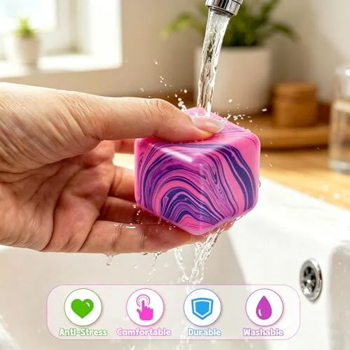 4 Pcs Stress Cube Squishies Fidget Toys, Ice Cube Shape Squeeze Toys, Slow Rise Stress Balls Sensory Toy for Kids Adults with Autism, Stress Relief