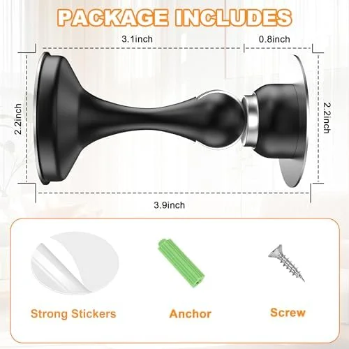 Crosize Magnetic Door Stoppers 2 Pack, Stainless Steel Door Stops, Wall-Mounted and Floor Mounting Metal Doorstops, Door Holder Keep Door Open, No