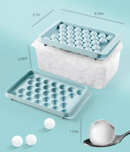 Ice Cube Tray with Lid and Bin – Round Ice Cube Trays for Freezer, BPA-Free Food-Grade Ice Mold, Stackable Ice Ball Maker, Iced Bucket Kits, Circle
