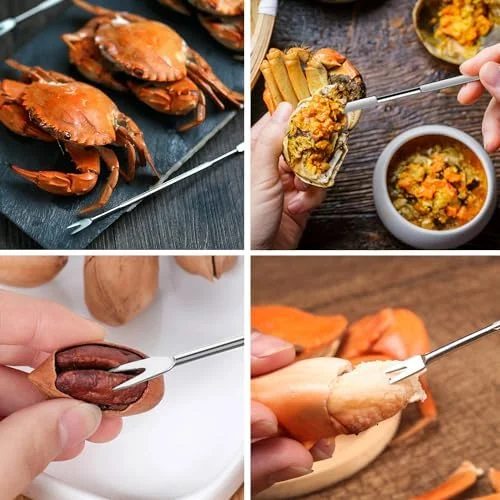 8 Pcs Lobster Crackers and Picks Set - Crab Leg Cracker Tools, Stainless Steel Seafood Crackers & Forks Nut Cracker Set for Eating Stake Support