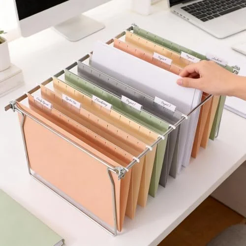 SUNEE 25 Count Hanging File Folders - Pastel Colors, Hanging File Folders Letter Size, Hanging Folders with 1/5-cut Tabs, Designed for Bulky Files
