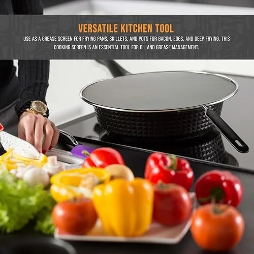 U.S. Kitchen Supply 4-Piece Stainless Steel Splatter Guard Set (13", 11.5", 10", 8”) Fine Mesh Cover, Grease & Oil, Splatter Screen for Frying Pan