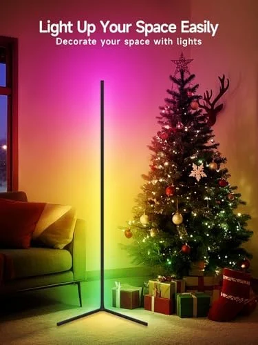 Tyute Corner Floor Lamp - RGB LED Corner Lamp with Music Sync, Smart App and Remote Control Color Changing Ambience Light, LED Lamp with 16 Million
