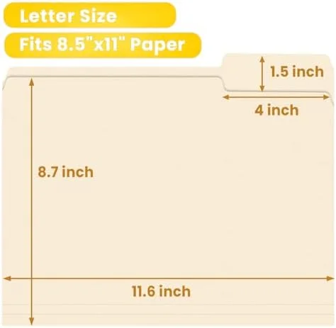 SUNEE File Folders, 30 Pack Manilla Folders 8.5 x 11, 1/3 Cut Tab for Easy Labeling and Organization, Durable Standard Paper for Home, Office, School
