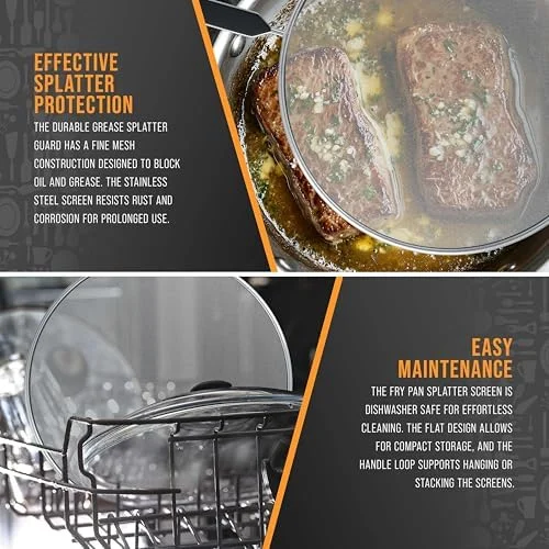 U.S. Kitchen Supply 4-Piece Stainless Steel Splatter Guard Set (13", 11.5", 10", 8”) Fine Mesh Cover, Grease & Oil, Splatter Screen for Frying Pan