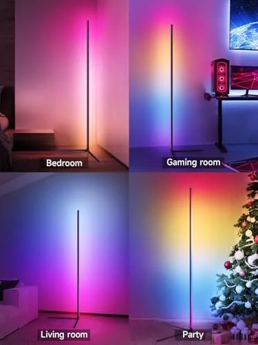 Tyute Corner Floor Lamp - RGB LED Corner Lamp with Music Sync, Smart App and Remote Control Color Changing Ambience Light, LED Lamp with 16 Million
