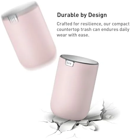 EKO Fandy 0.4 Gal/1.5L Mini Tabletop Trash Bin with Swing-Lid - Desktop Trash Can for Bathroom Countertop, Vanity, Coffee or Office, Small Garbage Bin