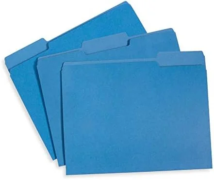File Folder - 1/3 Cut Tab, Letter Size, Blue, Great for Organizing and Easy File Storage, 100 Per Box