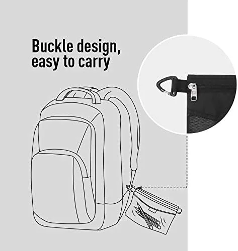 pack all Water-Resistant Material Zipper Pouch - Mesh Zipper Bags for Storage, Travel, Office (Black, Small)