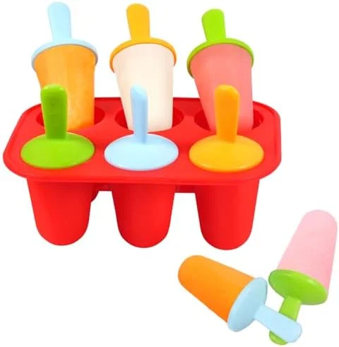 Miaowoof Silicone Popsicles Molds for Toddlers - 6-Cavity Non-BPA Premium Silicone Small Popsicle Molds, Ice Pop Mold with 6 Colorful Reusable Sticks