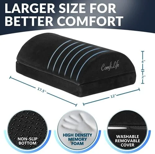 ComfiLife Foot Rest for Under Desk at Work – Adjustable Height Memory Foam Foot Stool for Under Desk, Office Chair & Gaming Chair – Ergonomic