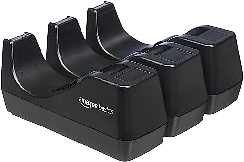 Amazon Basics Weighted Desktop Tape Dispenser with Non-Skid Base, Desk Accessory, 3-Pack