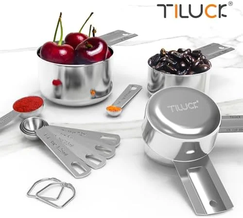 TILUCK Stainless Steel Measuring Cups & Spoons Set, Cups and Spoons, Kitchen Gadgets for Cooking & Baking (10)
