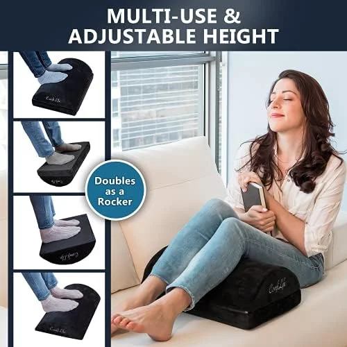 ComfiLife Foot Rest for Under Desk at Work – Adjustable Height Memory Foam Foot Stool for Under Desk, Office Chair & Gaming Chair – Ergonomic