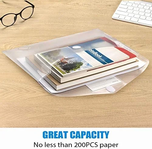 Sooez 10 Pack Plastic Envelopes File Folders, Clear Folder for Document US Letter A4 Size Poly Envelopes with Label Pockets for School Home Work